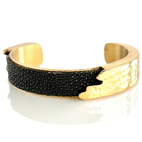 Rustic Cuff NIB Dallas Stingray .5 Gold - Black - Picture 1 of 2